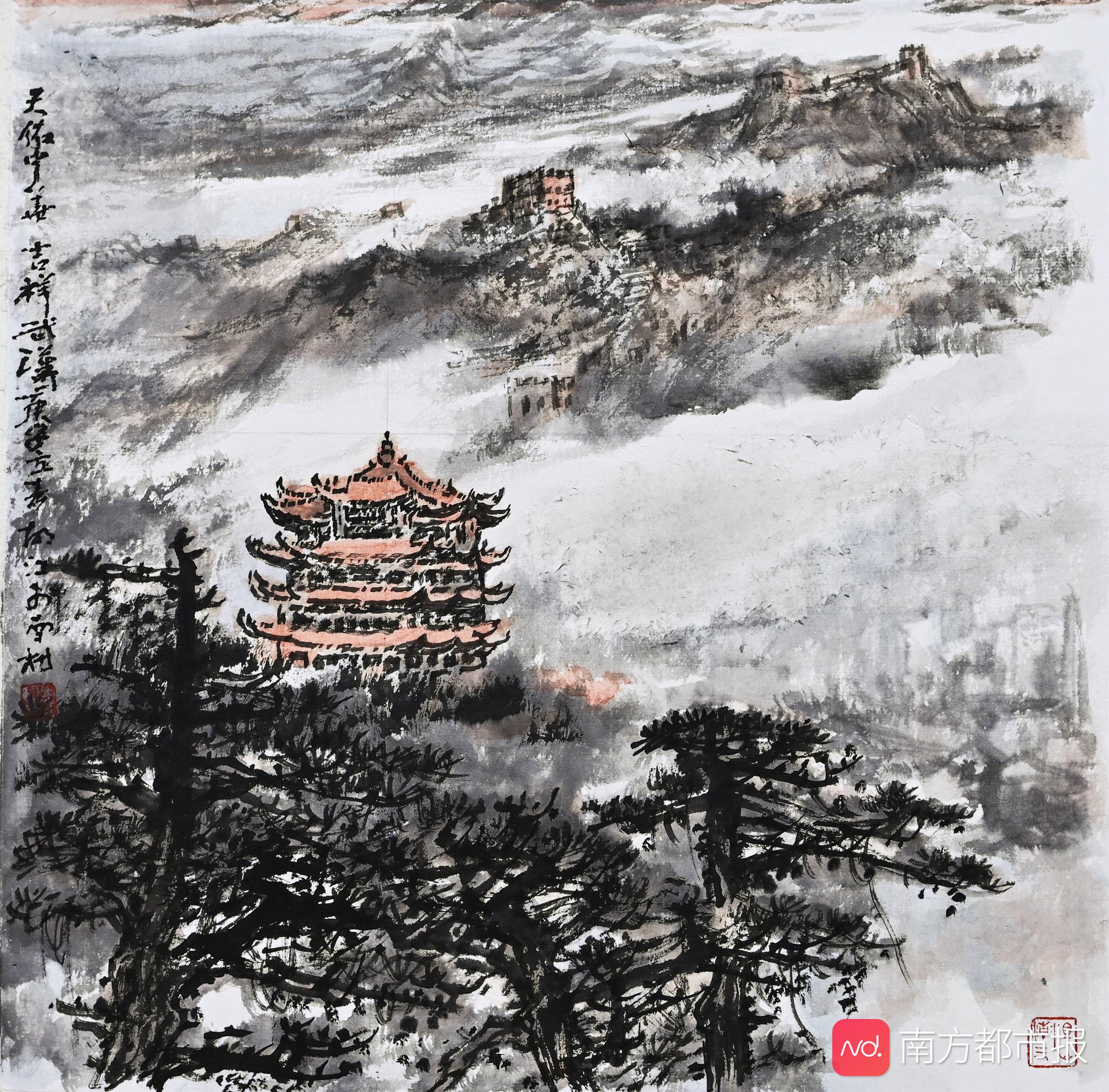 著名画家胡江用山水画创作“三山”：钟南山火神山雷神山